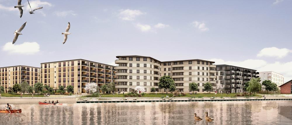 So soll die nördliche Speicherstadt vom Wasser aus aussehen. 