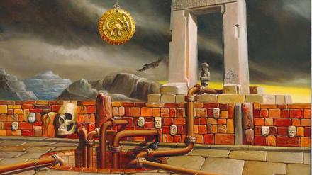 Öl auf Baumwolle. Das Bild „Tiwanaku“ entstand im Jahr 2017.