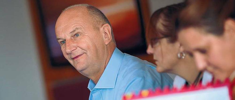 Ministerpräsident Woidke bei den Sondierungsgesprächen. 