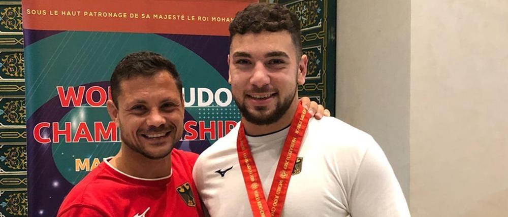 Starkes Gespann 1. WM-Silbermedaillengewinner Erik Abramov mit seinem Trainer Mario Schendel.