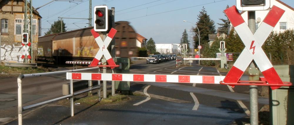 Der Bahnübergang in Werder (Havel).