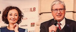 Berlins Wirtschaftssenatorin Ramona Pop (Grüne) und ihr Brandenburger Amtskollegen Jörg Steinbach (SPD).