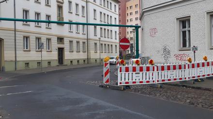 Baustelle in der Lennéstraße in der Brandenburger Vorstadt in Potsdam.