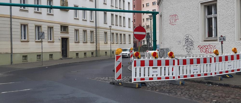 Baustelle in der Lennéstraße in der Brandenburger Vorstadt in Potsdam.