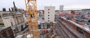 Die Baustelle des Potsdamer Garnisonkirchturms.