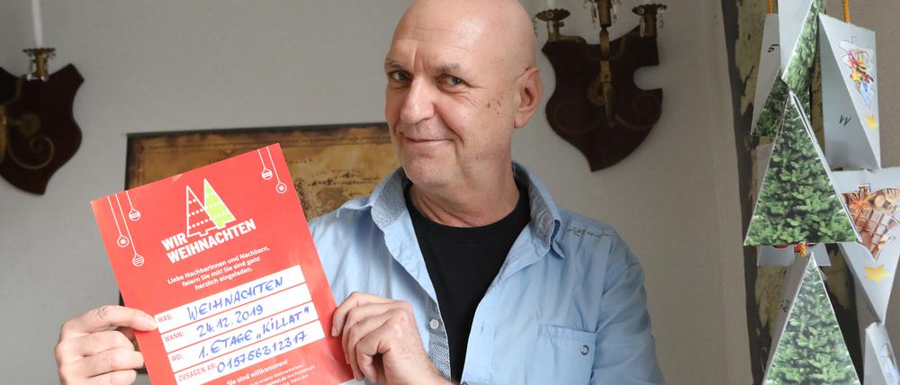 Bodo Killat lädt Nachbarn und Potsdamer ein, das Weihnachtsfest nicht allein zu verbringen.