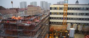Die Baustelle des Garnisonkirchturms in Potsdam.