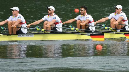 Schlag auf Schlag. Hans Gruhne (l.) will einen Platz im olympischen Doppelvierer.