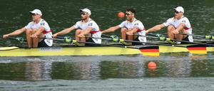 Schlag auf Schlag. Hans Gruhne (l.) will einen Platz im olympischen Doppelvierer.