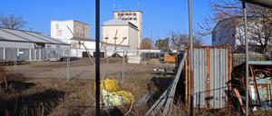 Die Realität. Das Areal des ehemaligen VEB Spezialbau am Bahnhof Rehbrücke verfällt, im Hintergrund steht der alte Speicher, ein Industriedenkmal.