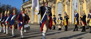 Parade der "Langen Kerls" im Park Sanssouci am 24. Januar 2020.