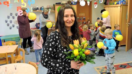 Erzieherin Corinna Waldeck betreut mit drei Kolleginnen 32 Kinder der "Mäusegruppe".
