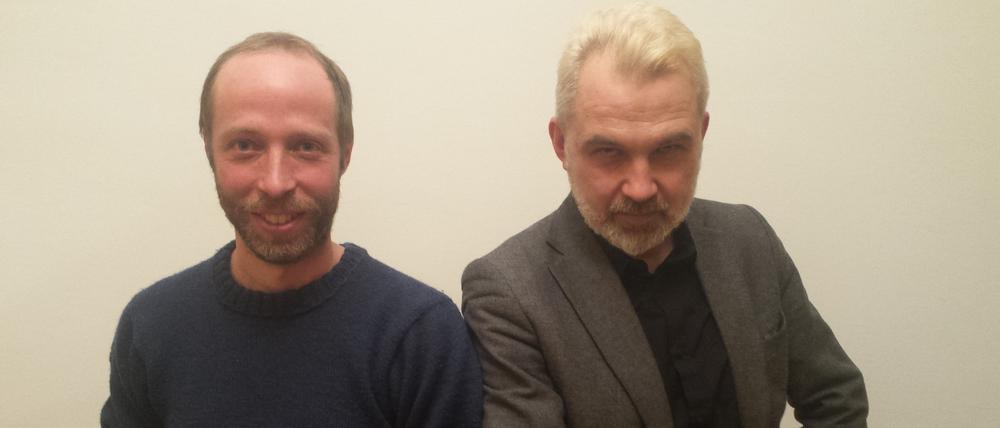 Schriftsteller Alhierd Bacharevič (r.) und Übersetzer Thomas Weiler waren im Einstein Forum zu Gast.