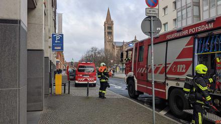 Feueralarm in der Wilhelmgalerie am Platz der Einheit in Potsdam.