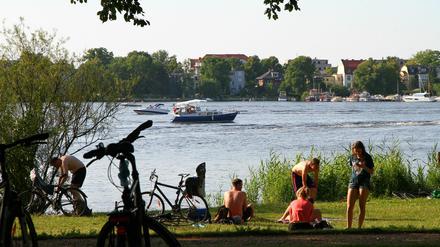 Das wilde Baden im Park Babelsberg erfreut sich im Sommer großer Beliebtheit.