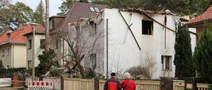 Nach dem Hausbrand in Babelsberg.