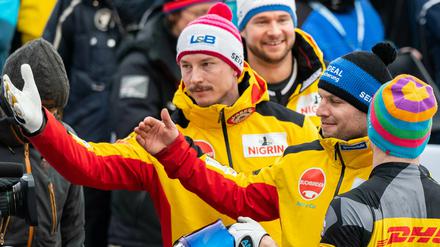 Eric Franke (l.) erlebte mit seinem Piloten Nico Walther zwei emotionale WM-Wochen. 
