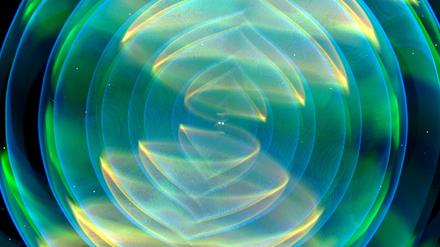 Simulation zweier verschmelzender Neutronensterne.
