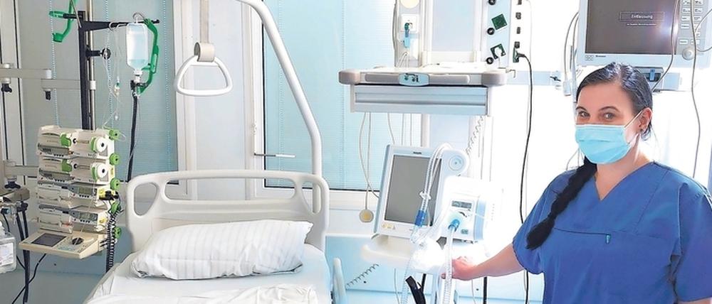 Ein Intensivbett für Corona-Patienten in Treuenbrietzen.