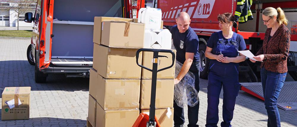 500 000 Masken sind am Samstag nach Brandenburg geliefert worden. 