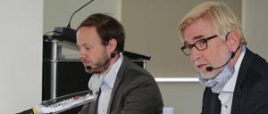Die neuen Geschäftsführer des Bergmann-Klinikums, Tim Steckel (l.) und Hans-Ulrich Schmidt.