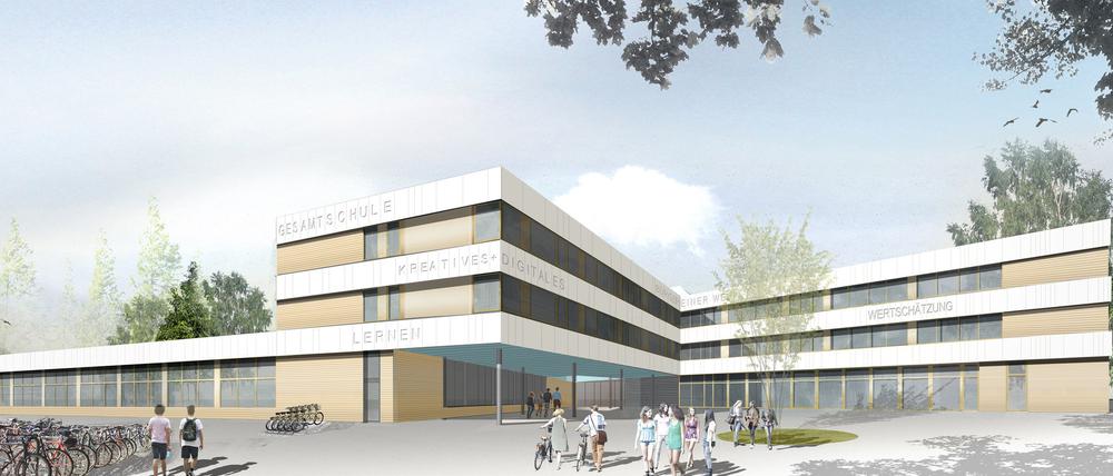 Die geplante neue sternenförmige Gesamtschule in Teltow.