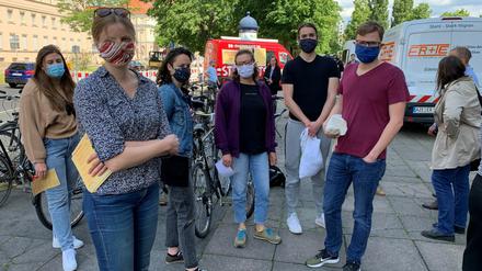 Studierende demonstrieren in der Potsdamer Dortustraße.