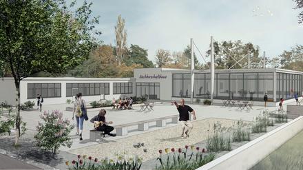 Eine Visualisierung, wie der Lottenhof in Potsdam-West nach der Sanierung aussehen soll. 