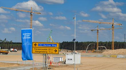 Die Baustelle der Tesla-Fabrik in Grünheide.