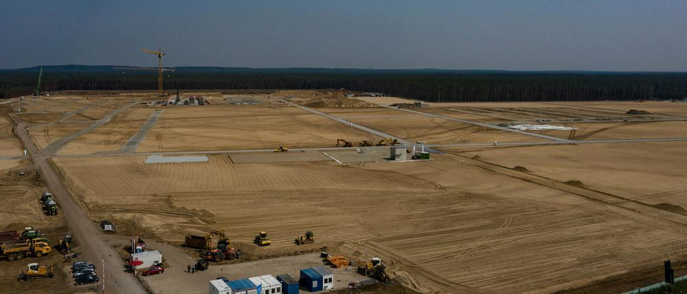 Das Areal der künftigen Teslafabrik bei Grünheide.