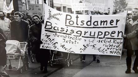 Bei der Demo am 4. November 1989 waren auch Andreas Streitz (links im Bild) und seine Frau Petra Walter-Streitz dabei.