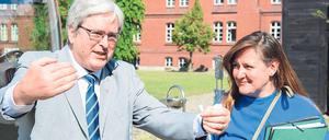 Auf Tour. Jörg Steinbach und Manja Schüle zu Besuch an der Technischen Hochschule in Brandenburg/Havel.