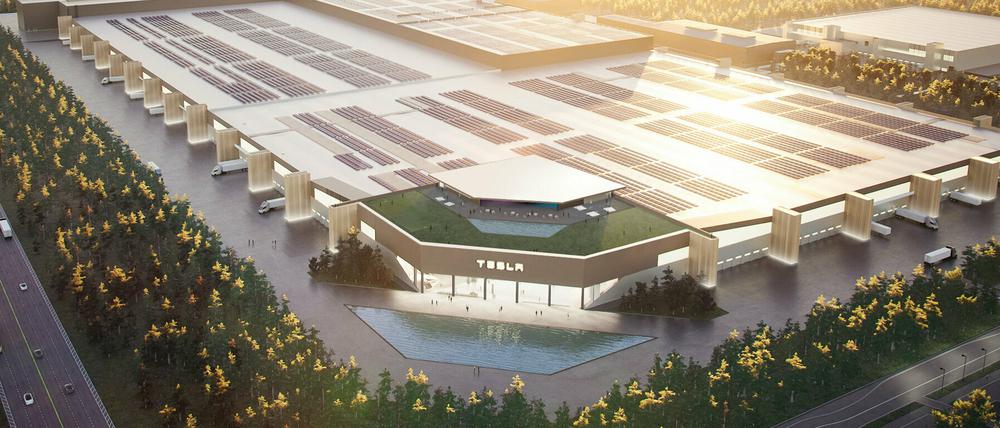 So soll sie aussehen, die neue Tesla Gigafactory Berlin in Grünheide.