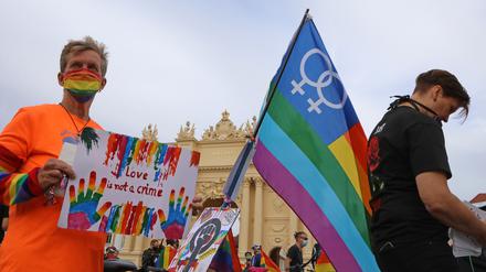 Demonstrant auf dem Christopher Street Day Potsdam.