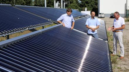 Solarthermieanlage der EWP auf dem Gelände des ehemaligen Heizwerks.