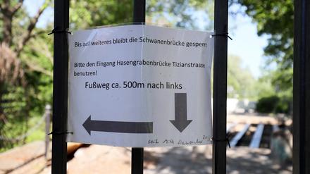 Noch gesperrt - aber ab dem 15. August wieder offen: die Schwanenbrücke.