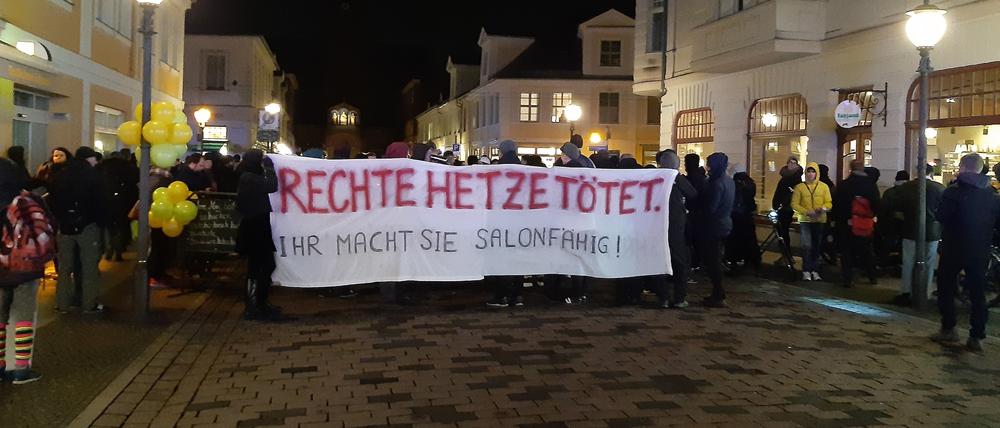 Demonstration gegen rechten Terror nach dem Anschlag von Hanau in Potsdam am 20.Februar 2020