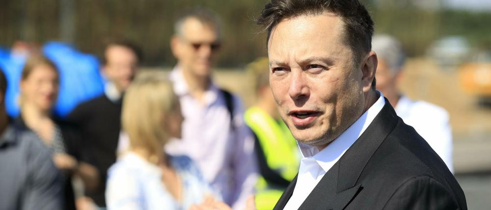 Elon Musk am Donnerstag in Grünheide.