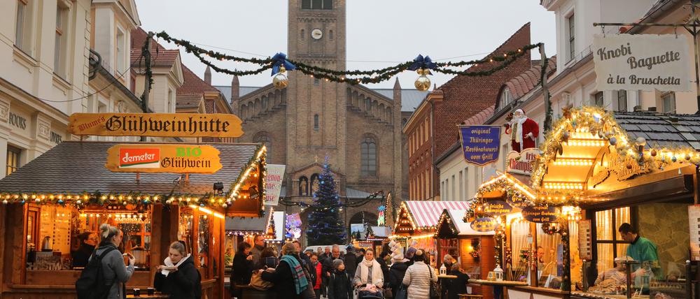 Dieser Teil der Brandenburger Straße soll dauerhaft Fußgängerzone werden - nicht nur zum Weihnachtsmarkt