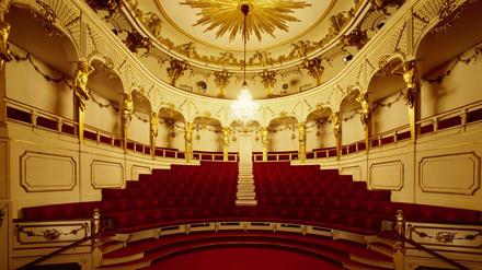 Schön, aber eng. Der Zuschauerraum des Schlosstheaters im Neuen Palais. Im Orchestergraben ist nicht genug Platz für den Sicherheitsabstand.