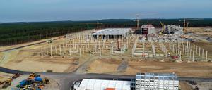 Die Tesla-Baustelle in Grünheide.