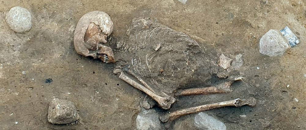 Das Frauenskelett wurde bei Erdarbeiten für die Errichtung von Windkraftanlagen entdeckt.