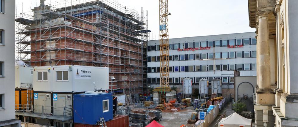 Die Baustelle der Garnisonkirche von der Breiten Straße aus