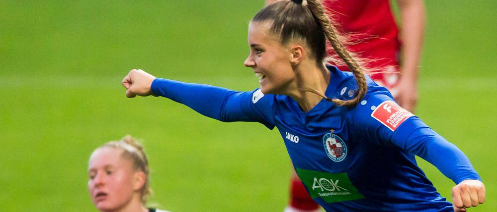 Turbine-Stürmerin Selina Cerci nach dem 1:0 gegen den SC Freiburg.