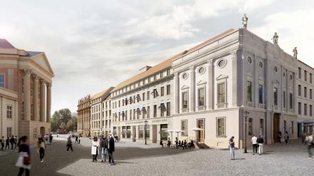 Den neuen Straßenzug an der Anna-Zielenziger-Straße baut die PWG 1956 fast allein. Rechts das Knobelsdorff-Haus Alter Markt 3.