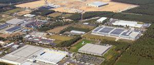 Eine Luftaufnahme der künftigen Tesla-Gigafactory.