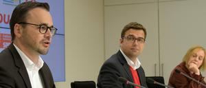 Auf Harmoniekurs. Die Kenia-Fraktionsvorsitzenden Jan Redmann (CDU, l.), Erik Stohn (SPD) und Petra Budke (Grüne).