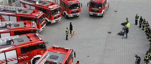 Sieben neue Löschfahrzeuge für sieben Ortswehren wurden am Samstag übergeben.