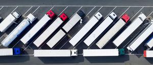 LKWs parken an einer Autobahnraststätte (Symbolbild).