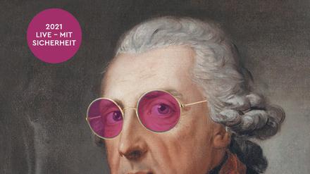 Brüche: Das Plakat der Musikfestspiele Potsdam Sanssouci 2021 wirbt mit Friedrich dem Großen als Ikone des Flower Power.
